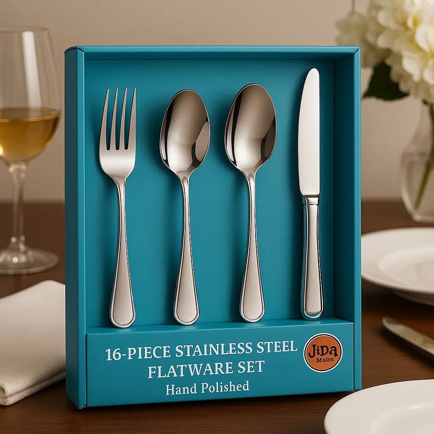 16-Piece Luxury Premium Silverware Dinnerware Tableware Set For Home