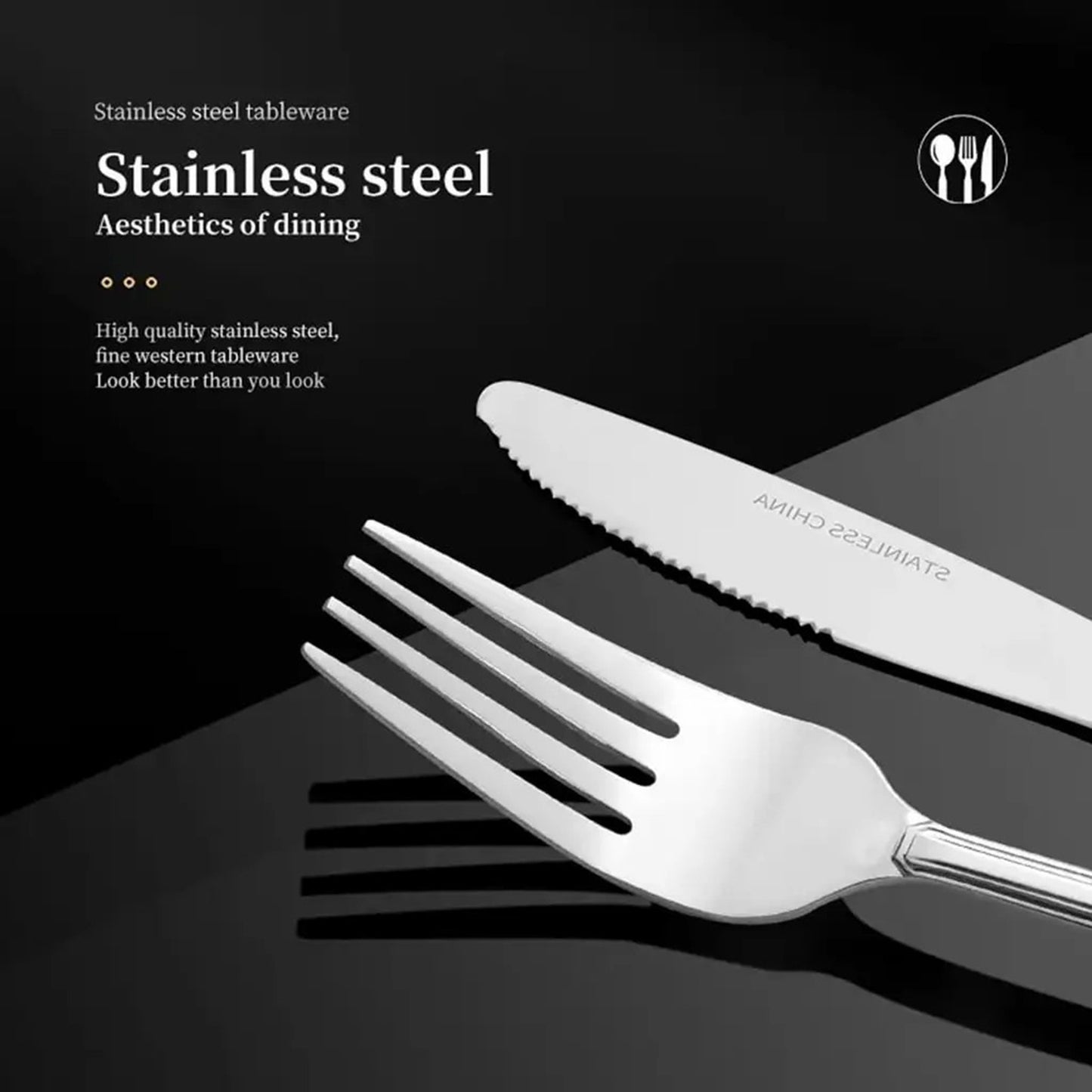 16-Piece Luxury Premium Silverware Dinnerware Tableware Set For Home