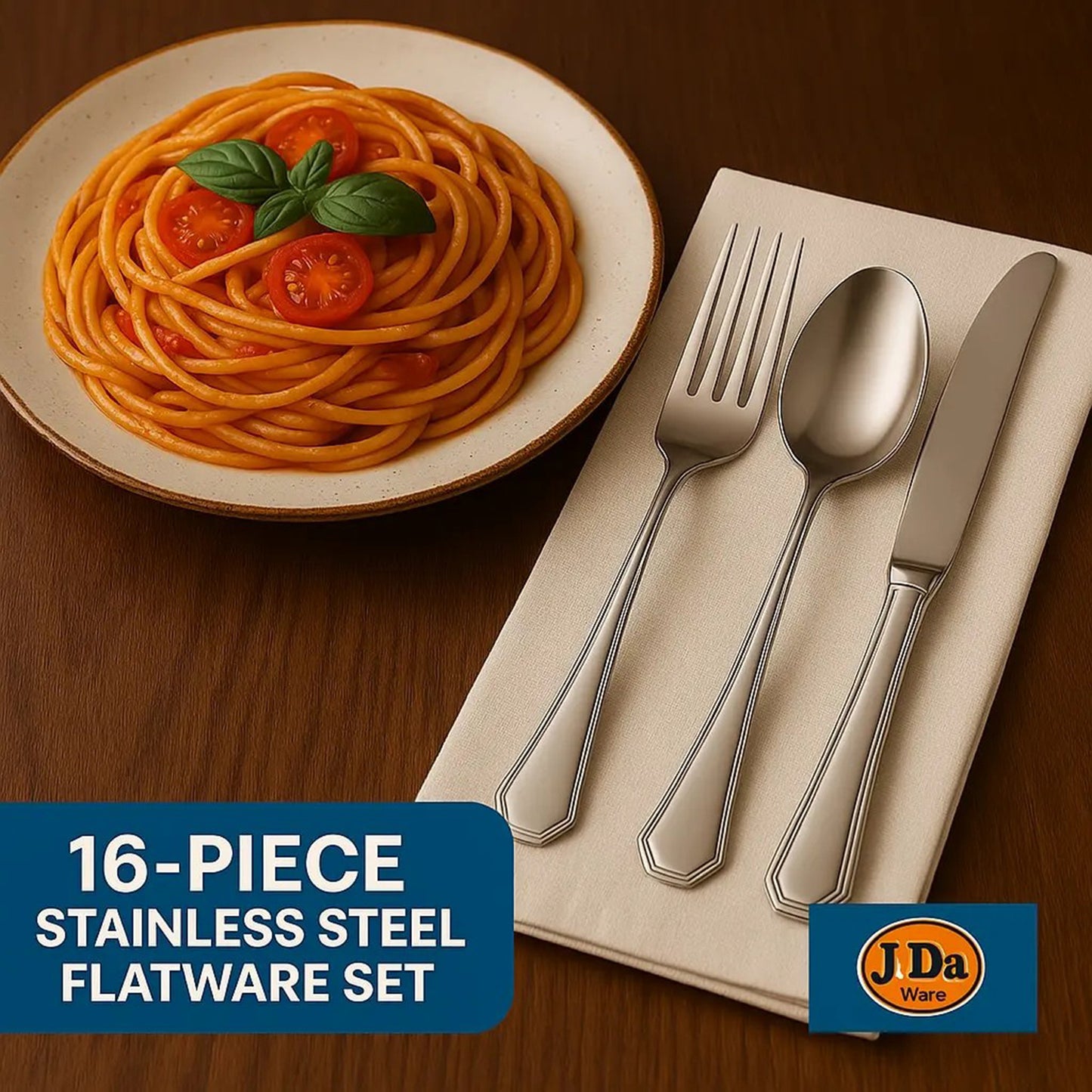 16-Piece Luxury Premium Silverware Dinnerware Tableware Set For Home