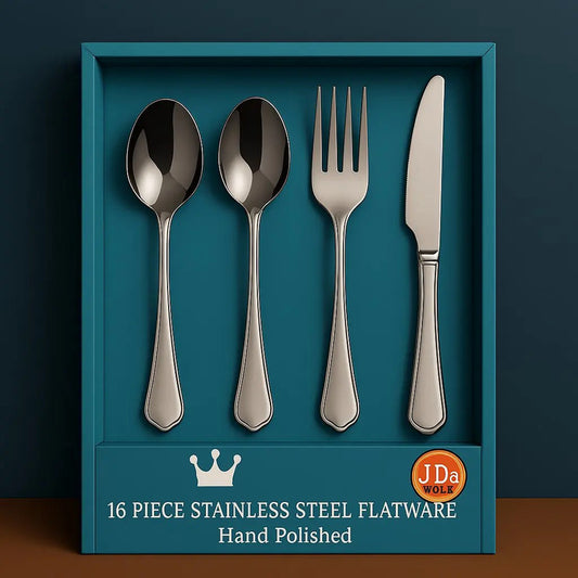 16-Piece Luxury Premium Silverware Dinnerware Tableware Set For Home